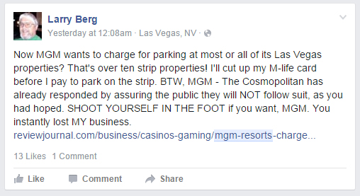 MGM's Strip Properties to Charge Parking Fees